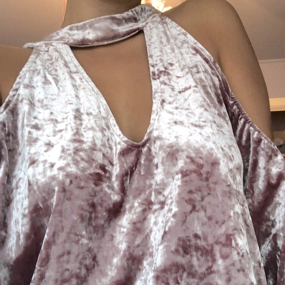 Sexy, velvet, purple, off-the shoulder top